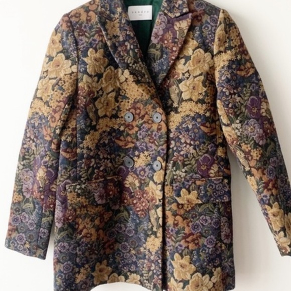 Sandro Paris Alma Floral Blazer Jacket Jacquard Xs - Picture 3 of 8